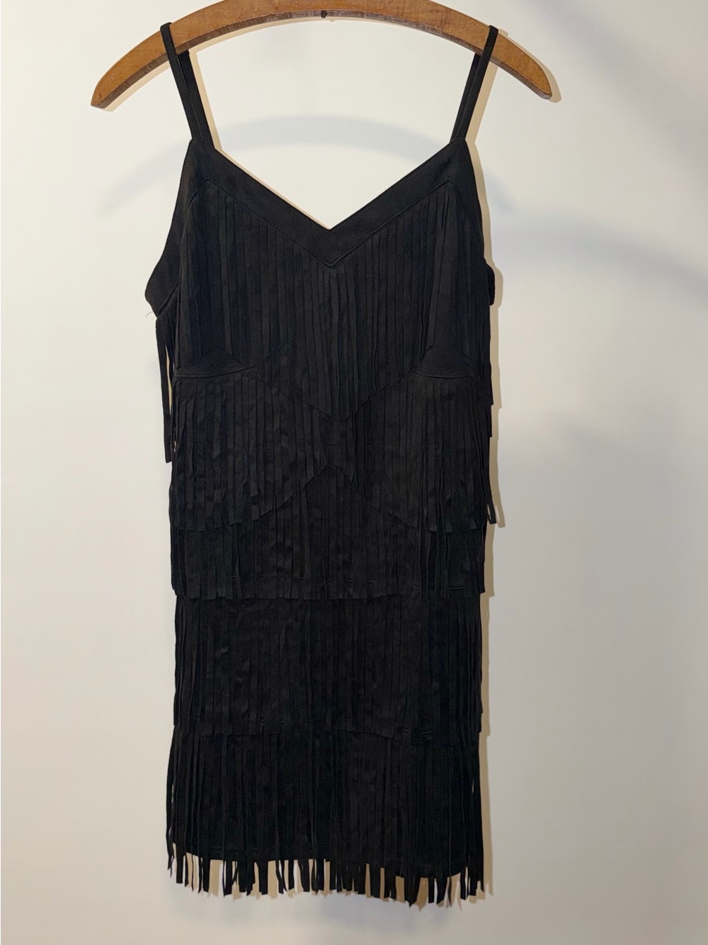 Idyllwind Black Fringe Tiered Slip Mini Dress